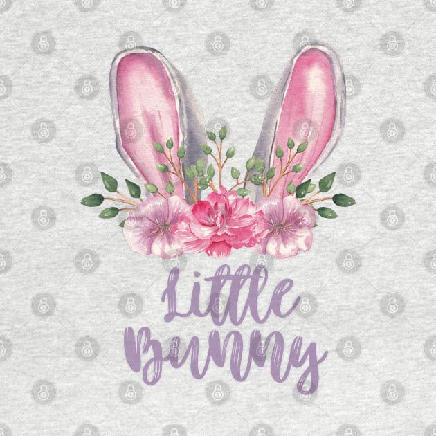 Little Bunny White Bunny Ears with Pink Flowers by Patty Bee Shop